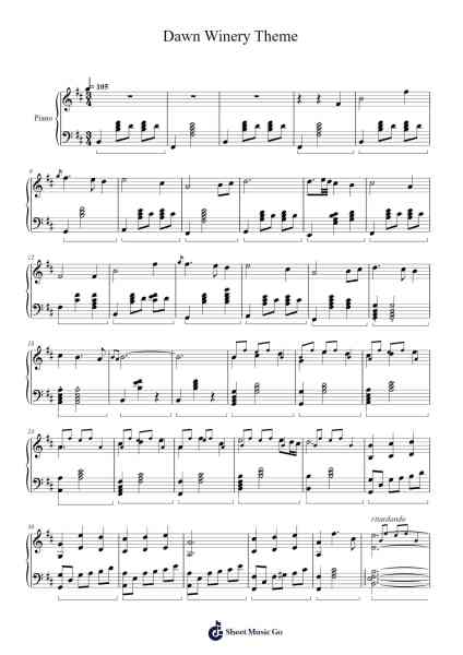 Dawn Winery Theme Sheet Music by Yu-Peng Chen-Arr.Ruthmie