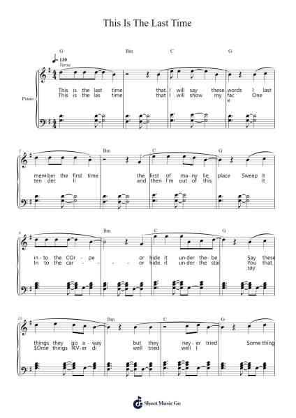 This Is The Last Time Sheet Music by Keane-Arr.Pulborg Ridean
