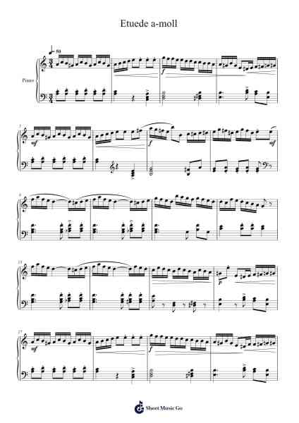 Etuede a-moll Sheet Music by -Arr.Gregrace Glennjob