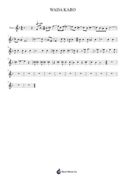 WADA KARO Sheet Music by RAHUL DEV BARMAN-Arr.Clagen