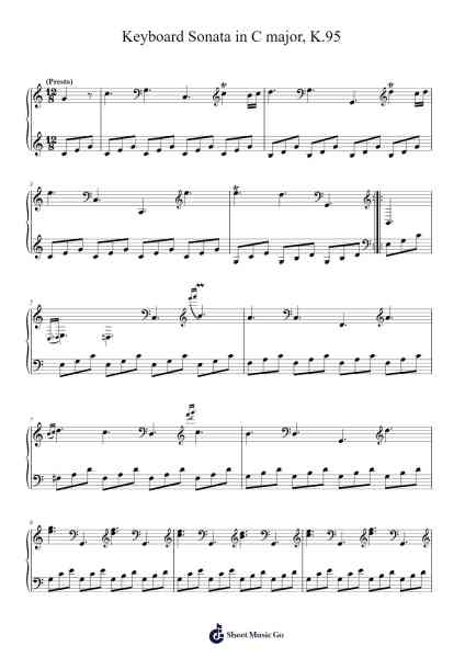 Keyboard Sonata in C Major, K.95 Sheet Music by Domenico Scarlatti-Arr.Huce Earlville