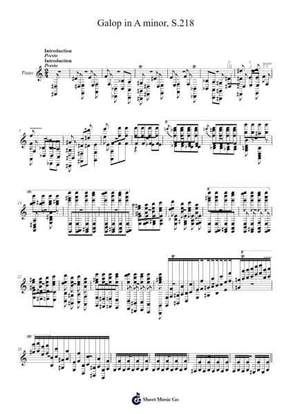Galop in A Minor, S.218 Sheet Music by Franz Liszt-Arr.Cottout