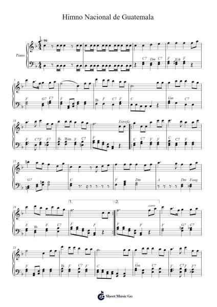Himno Nacional de Guatemala Sheet Music by Jose Joaquín Palma/Rafael Alvarez Ovalle-Arr.Mattrie