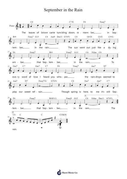 September in the Rain Sheet Music by Harry Warren-Arr.Jaboyle Erve