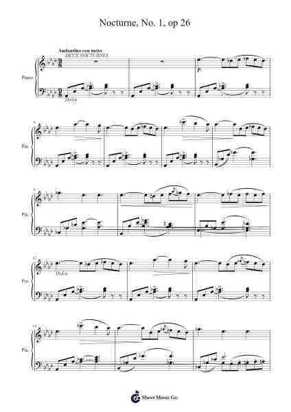 Nocturne No. 1, Op. 26 Sheet Music by Henriette-Caroline Mennechet de Barival-Arr.Jactram Matphael