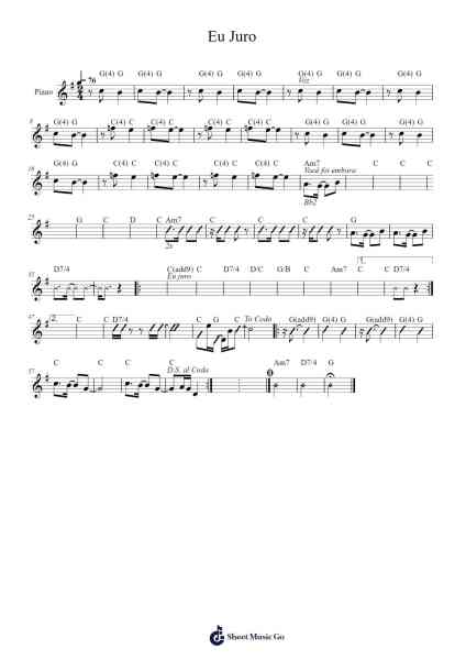 Eu Juro Sheet Music by Jackdine-Arr.Osrias Drewnia