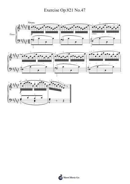 Exercise Op. 821 No. 47 Sheet Music by Carl Czerny-Arr.Doulow