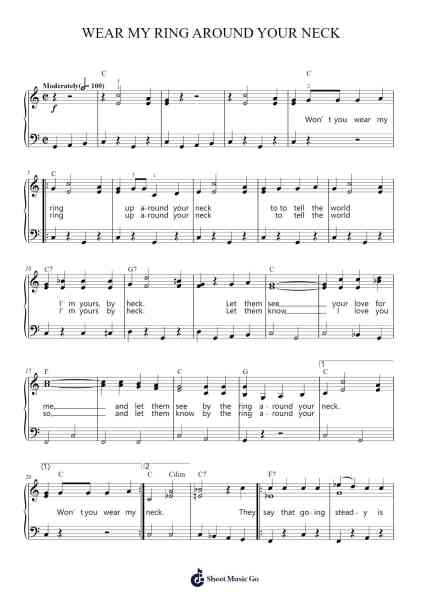 Wear My Ring Around Your Neck Sheet Music by Elvis Presley-Arr.Pubeth Ledi