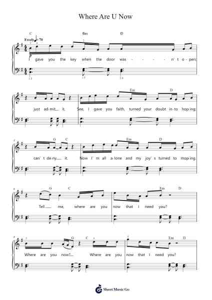 Where Are U Now Sheet Music by Jack Ü-Arr.Youngfield
