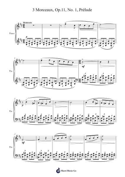 3 Morceaux, Op.11, No. 1, Prélude Sheet Music by Anatoly Lyadov-Arr.Quinncol