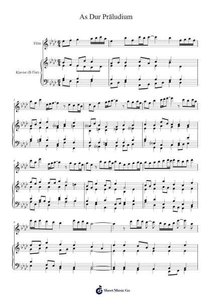 Prelude in A-flat major for piano and flute, Op. 300 No. 33: V Sheet Music by Spenvice-Arr.Primeg