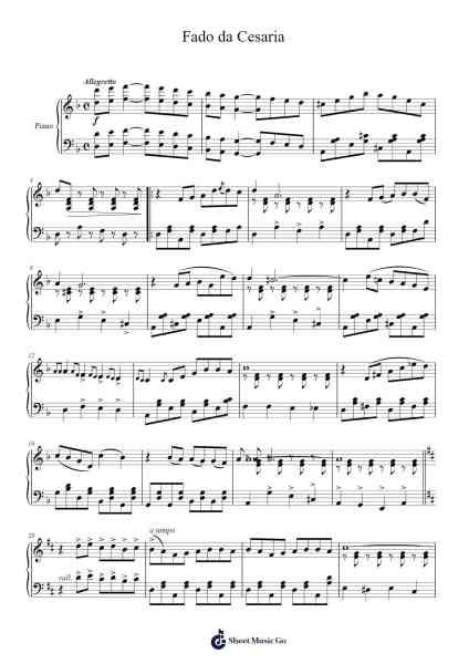 Fado da Cesaria Sheet Music by Filipe Duarte-Arr.Pojudd Sheishua