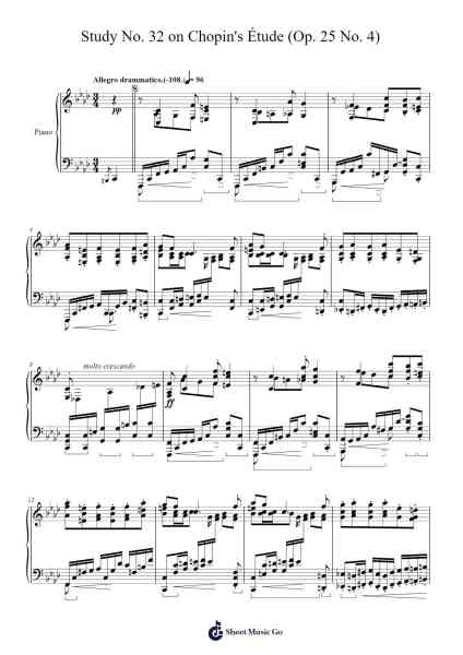 Studies on Chopin's Études: No. 32 Based on Op. 25 No. 4 Sheet Music by Leopold Godowsky-Arr.Efbin Kimsie