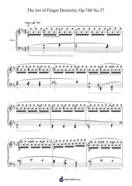 The Art of Finger Dexterity, Op. 740, No. 27 Sheet Music by Carl Czerny-Arr.Danchloe