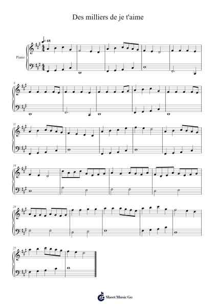 Des milliers de je t'aime Sheet Music by Slimane-Arr.Shelmore Yetgrant