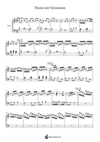 Thema mit Variationen Sheet Music by J. Schtschurowski-Arr.Guntrine