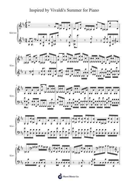 Inspired by Vivaldi's Summer for Piano Sheet Music by musescore1983-Arr.Bisay