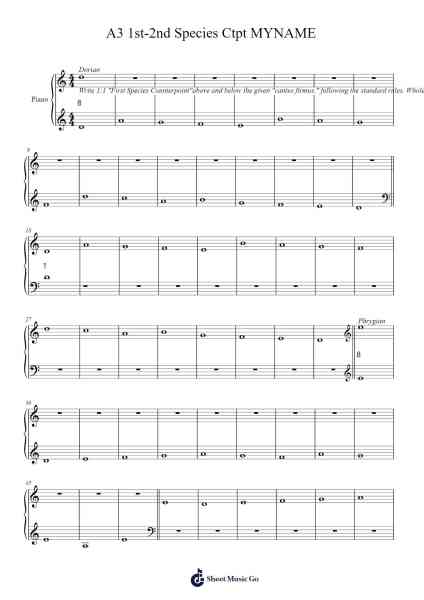 A3 1st-2nd Species Ctpt MYNAME Sheet Music by rsmurphy21-Arr.Shamens Xedric