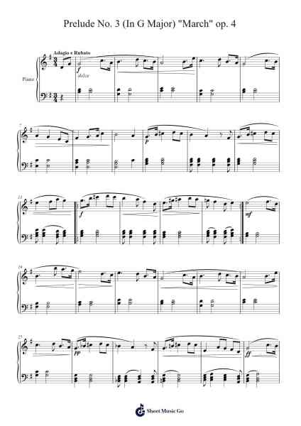 Prelude No. 3 in G Major, Op. 4 "March" Sheet Music by Jonathan M. Duncan-Arr.Browneclaude Petmond