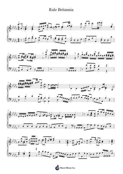 Rule Britannia Sheet Music by Thomas Augustine Arne-Arr.Fowcoln