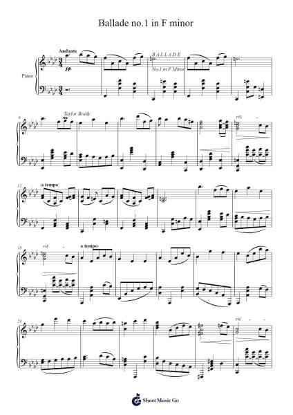 Ballade no.1 in F minor Sheet Music by Yerhill Ramsmand-Arr.Thompze