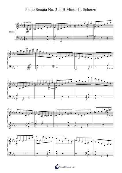 Piano Sonata No. 3 in B Minor-II. Scherzo 樂譜由 Frédéric Chopin - 編曲 Gillnise