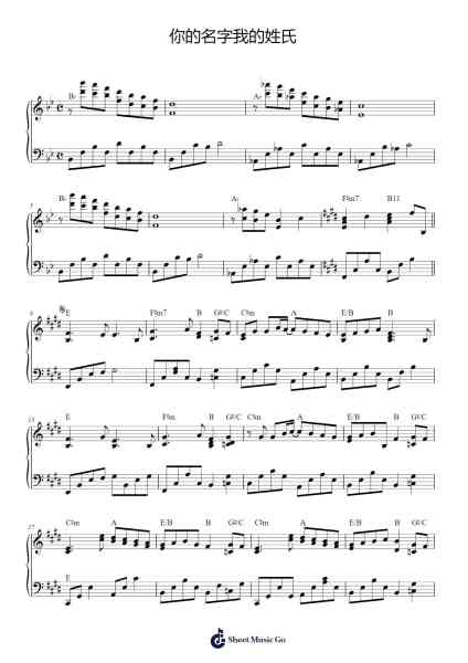 Ni Di Ming Zi Wo Di Xing Shi Sheet Music by Jacky Cheung-Arr.Gregrace Glennjob