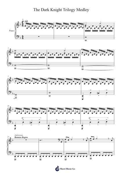 The Dark Knight Trilogy Medley Sheet Music by Hans Zimmer-Arr.Harruth