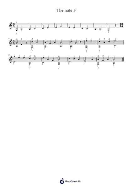 The note F Sheet Music by Unknown author-Arr.Popdict Greyburns