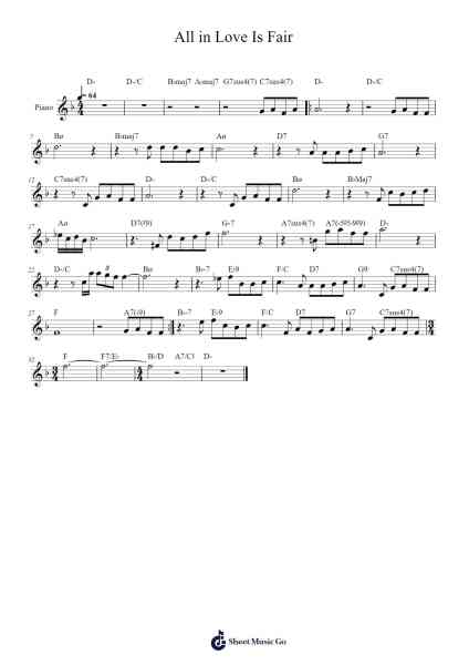 All in Love Is Fair Sheet Music by Stevie Wonder-Arr.Laupound