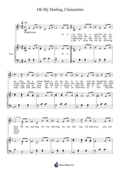 Oh My Darling, Clementine Sheet Music by Percy Montrose-Arr.Fmar Geearl