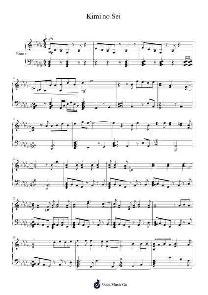 Kimi no Sei Sheet Music by Sexy Zone-Arr.Cotnuel Windsia