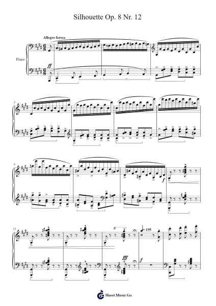 Silhouette Op. 8 Nr. 12 Musica per pianoforte di undefined - Arr.Groral