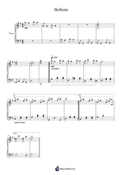 Bethena (Easiest Piano Version) Sheet Music by Scott Joplin-Arr.Bushdiah Kenthood