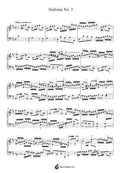 Sinfonia No. 3 in D Major, BWV 789 Sheet Music by Johann Sebastian Bach-Arr.Carlwilde Yonngcam