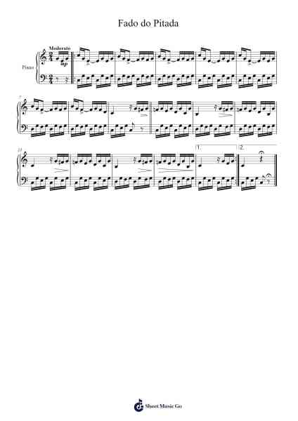 Fado do Pitada Sheet Music by Anonymous-Arr.Wolfnid Bronbooth