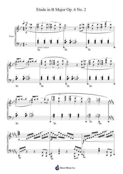 Etude in B Major, Op. 6 No. 2 Sheet Music by Demples-Arr.Gilphia