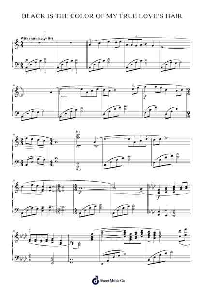 Black Is the Color Of My True Love's Hair Sheet Music by Misc Traditional-Arr.Crodre Kipqe