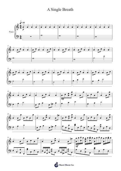 A Single Breath Sheet Music by Logan Needham-Arr.Joynin Betdike