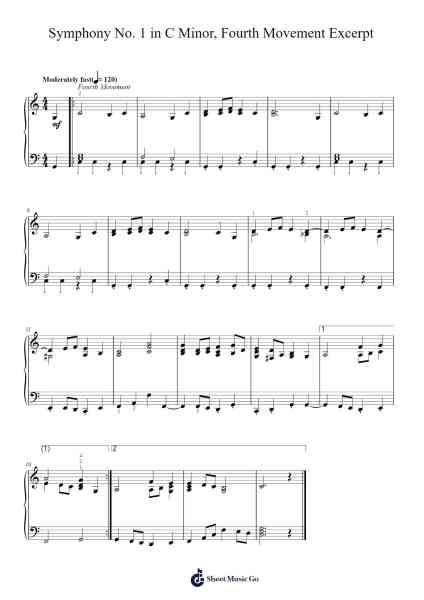 Symphony No. 1 in C Minor, Op. 68: IV. Adagio - Piu andante - Allegro non troppo, ma con brio - Piu allegro Sheet Music by Johannes Brahms-Arr.Aslan Wordford