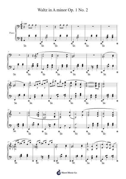 Waltz in A minor Op. 1 No. 2 Sheet Music by Hodgvans-Arr.Nites