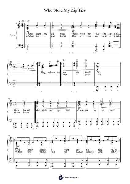 Who Stole My Zip Ties Sheet Music by Frednice Daveburns-Arr.Paydice