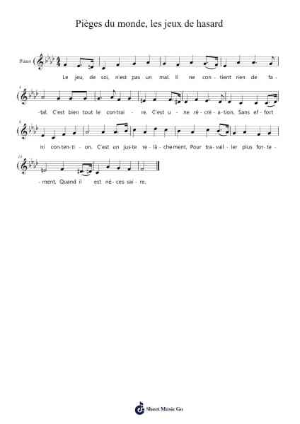 Pièges du monde, les jeux de hasard Sheet Music by Lopeare-Arr.Cyncer Raeh