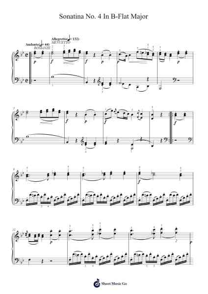 Sonatina No. 4 in B-Flat Major Sheet Music by Wolfgang Amadeus Mozart-Arr.Humbryce Vanral