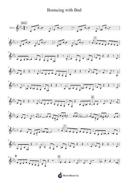 Bouncing with Bud Sheet Music by Bud Powell-Arr.Molthel