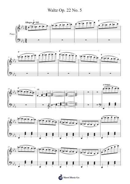 Waltz Op. 22 No. 5 Sheet Music by jovangosal202-Arr.Blajeames Yulewood