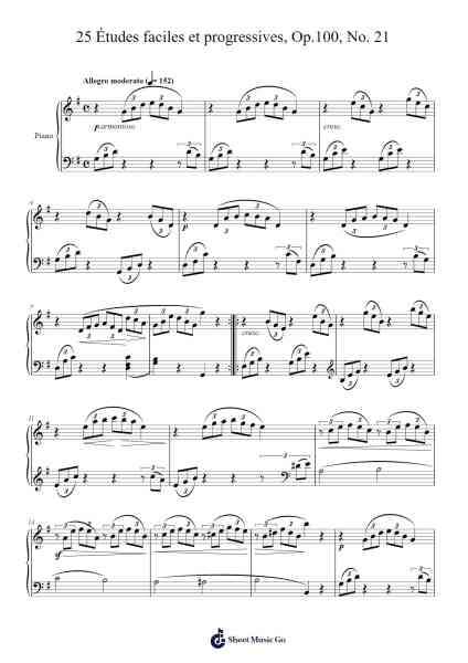 25 Études faciles et progressives, Op.100, No. 21 Sheet Music by Friedrich Burgmüller-Arr.Forsmy
