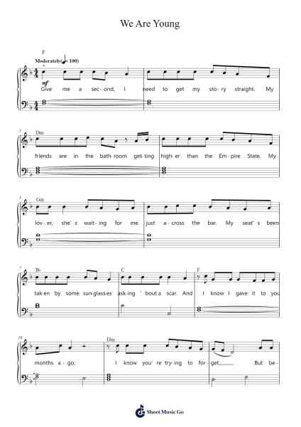 We Are Young Sheet Music by Fun.-Arr.Sanprice