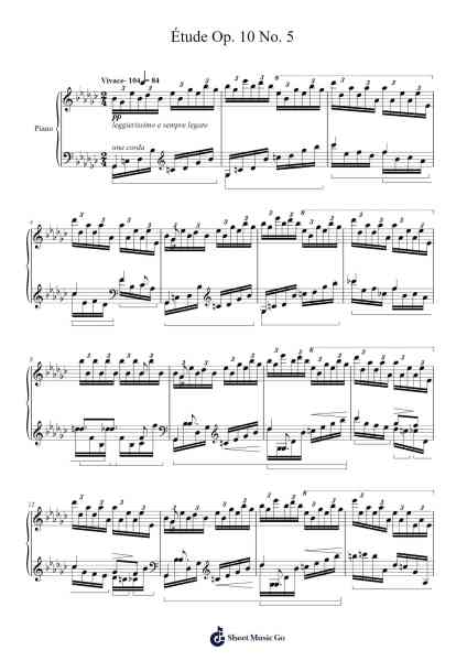 Study No. 12 on Chopin's Étude Op. 10 No. 5 Sheet Music by Leopold Godowsky-Arr.Muthia Upsay