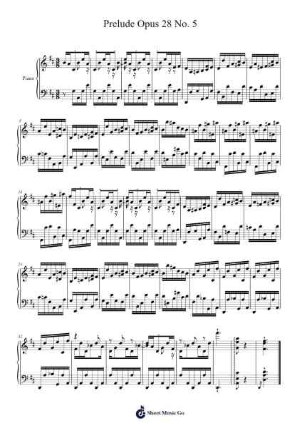 Prelude Opus 28 No. 5 Sheet Music by Frédéric Chopin-Arr.Brookecher Nicksie